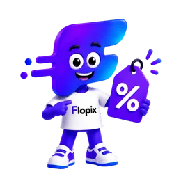 Flopix mascot presenting the free month to the referral
